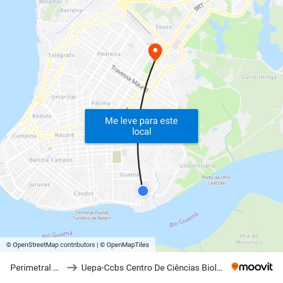 Perimetral Com Augusto Corrêa to Uepa-Ccbs Centro De Ciências Biológicas E Da Saúde Da Universidade Estadual Do Pará map
