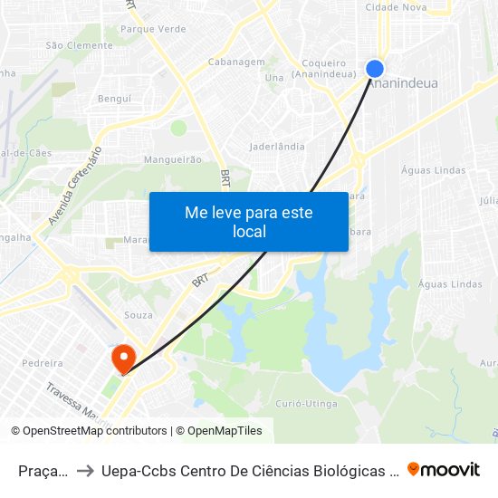 Praça Da Bíblia to Uepa-Ccbs Centro De Ciências Biológicas E Da Saúde Da Universidade Estadual Do Pará map