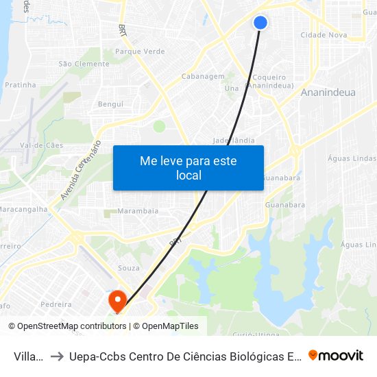 Villa Firenze to Uepa-Ccbs Centro De Ciências Biológicas E Da Saúde Da Universidade Estadual Do Pará map