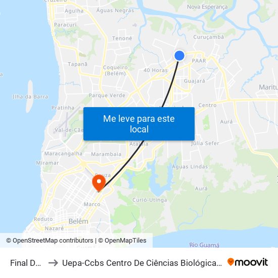 Final Da Linha | Icuí to Uepa-Ccbs Centro De Ciências Biológicas E Da Saúde Da Universidade Estadual Do Pará map