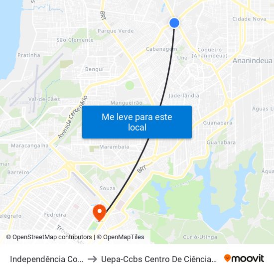 Independência Com Mário Covas | Sentido Ananindeua to Uepa-Ccbs Centro De Ciências Biológicas E Da Saúde Da Universidade Estadual Do Pará map