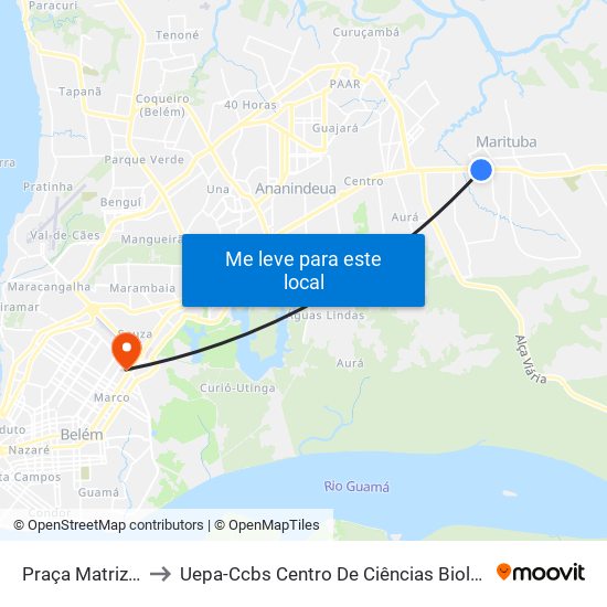 Praça Matriz De Marituba | Br-316 to Uepa-Ccbs Centro De Ciências Biológicas E Da Saúde Da Universidade Estadual Do Pará map