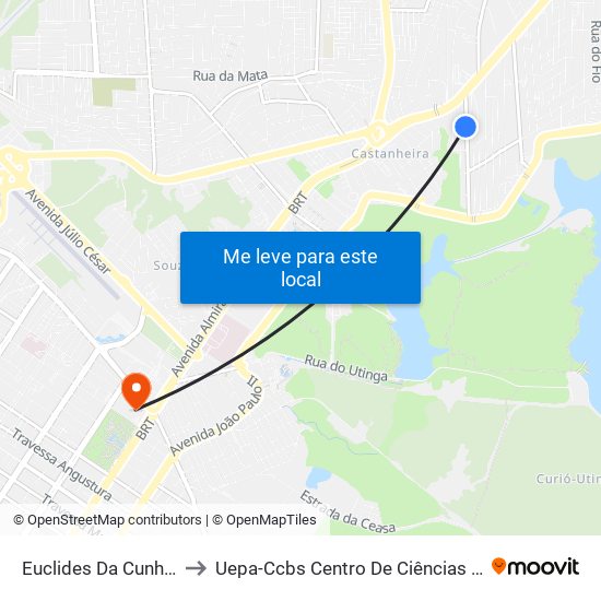 Euclides Da Cunha Com 25 De Janeiro | Sentido Sul to Uepa-Ccbs Centro De Ciências Biológicas E Da Saúde Da Universidade Estadual Do Pará map