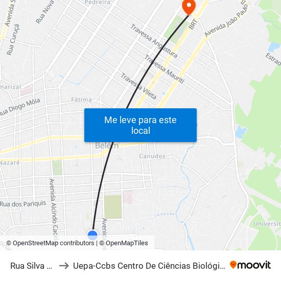 Rua Silva Castro, 147-231 to Uepa-Ccbs Centro De Ciências Biológicas E Da Saúde Da Universidade Estadual Do Pará map