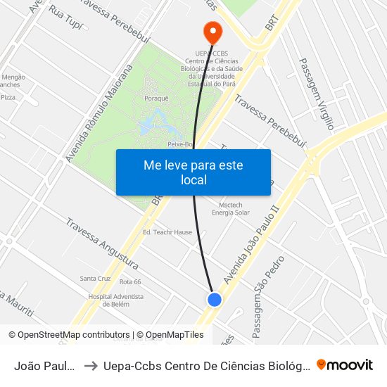 João Paulo Com Angustura to Uepa-Ccbs Centro De Ciências Biológicas E Da Saúde Da Universidade Estadual Do Pará map