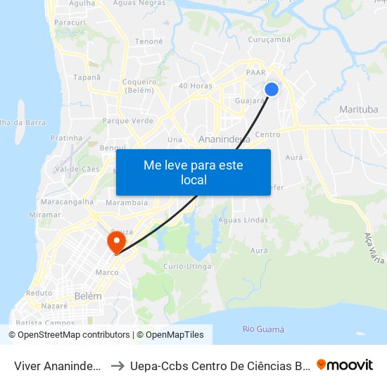 Viver Ananindeua | Maguari Com Curuçambá to Uepa-Ccbs Centro De Ciências Biológicas E Da Saúde Da Universidade Estadual Do Pará map