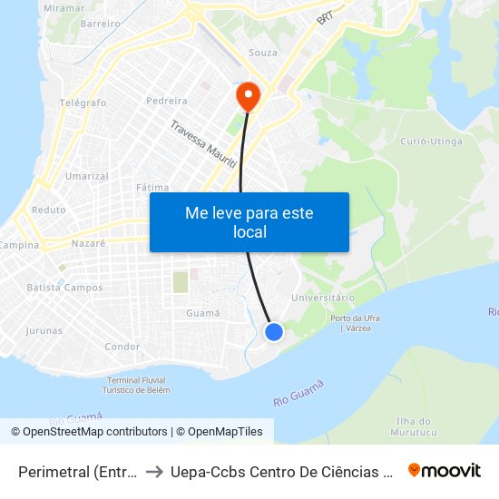Perimetral (Entre Portões 3 E 4) | Sentido Ufra to Uepa-Ccbs Centro De Ciências Biológicas E Da Saúde Da Universidade Estadual Do Pará map