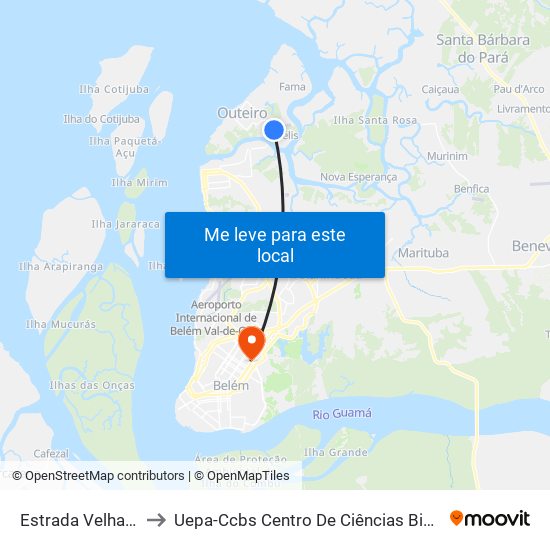 Estrada Velha Com Fidélis | Sentido Sul to Uepa-Ccbs Centro De Ciências Biológicas E Da Saúde Da Universidade Estadual Do Pará map