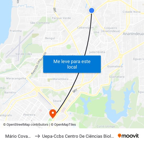 Mário Covas Com Independência to Uepa-Ccbs Centro De Ciências Biológicas E Da Saúde Da Universidade Estadual Do Pará map