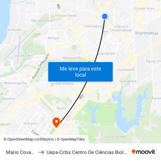 Mário Covas Com Rua Colômbia to Uepa-Ccbs Centro De Ciências Biológicas E Da Saúde Da Universidade Estadual Do Pará map
