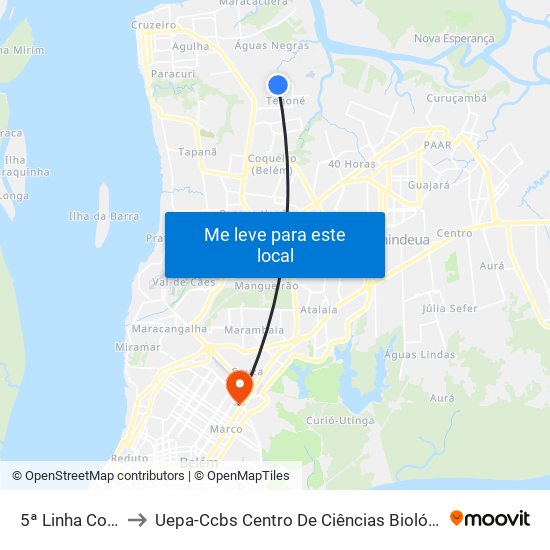 5ª Linha Com Duque De Caxias to Uepa-Ccbs Centro De Ciências Biológicas E Da Saúde Da Universidade Estadual Do Pará map