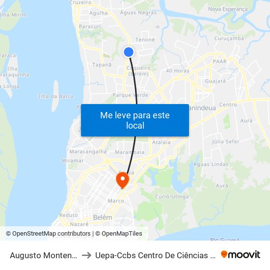 Augusto Montenegro Com Principal (Cj. Maguari) to Uepa-Ccbs Centro De Ciências Biológicas E Da Saúde Da Universidade Estadual Do Pará map