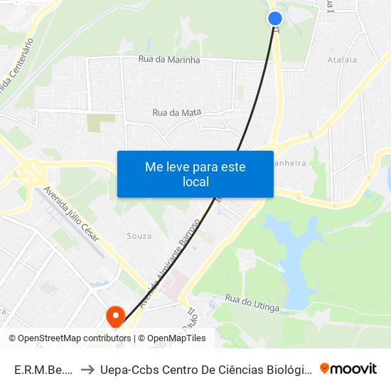 E.R.M.Be. | Sentido Norte to Uepa-Ccbs Centro De Ciências Biológicas E Da Saúde Da Universidade Estadual Do Pará map