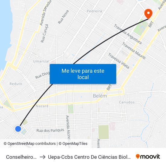 Conselheiro Com Padre Eutíquio to Uepa-Ccbs Centro De Ciências Biológicas E Da Saúde Da Universidade Estadual Do Pará map