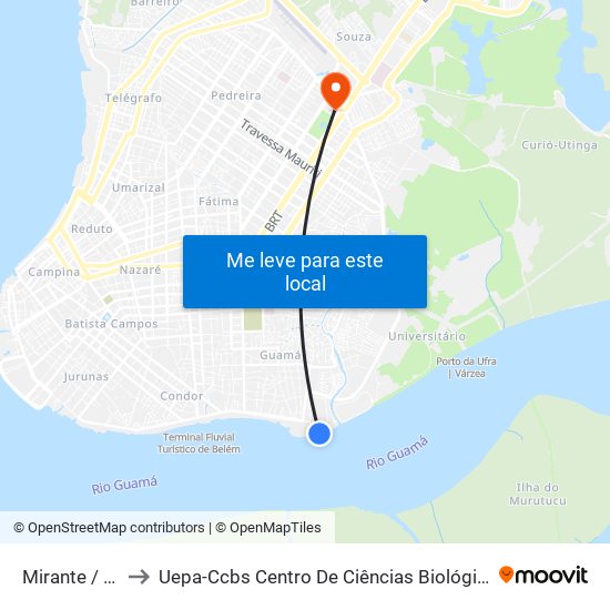 Mirante / Blocos De Salas to Uepa-Ccbs Centro De Ciências Biológicas E Da Saúde Da Universidade Estadual Do Pará map