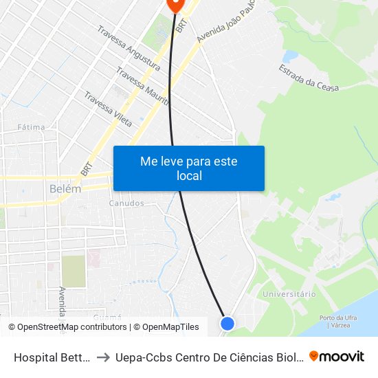 Hospital Bettina Ferro | Sentido Ufra to Uepa-Ccbs Centro De Ciências Biológicas E Da Saúde Da Universidade Estadual Do Pará map