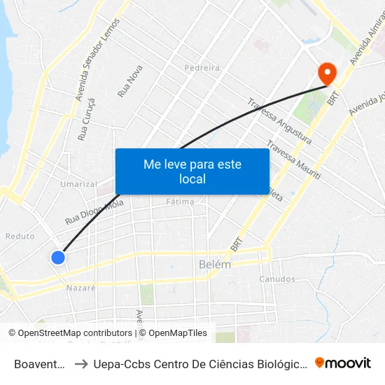 Boaventura Com Doca to Uepa-Ccbs Centro De Ciências Biológicas E Da Saúde Da Universidade Estadual Do Pará map