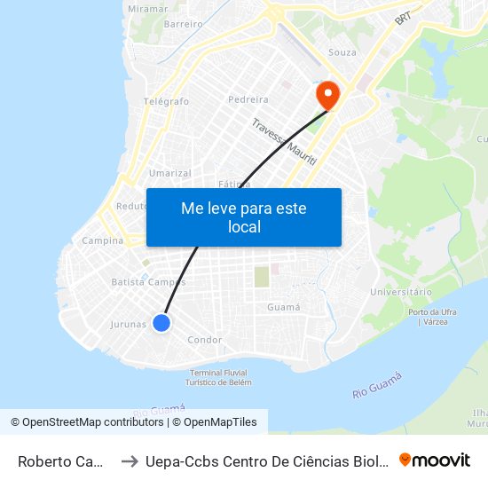 Roberto Camelier Com São Miguel to Uepa-Ccbs Centro De Ciências Biológicas E Da Saúde Da Universidade Estadual Do Pará map