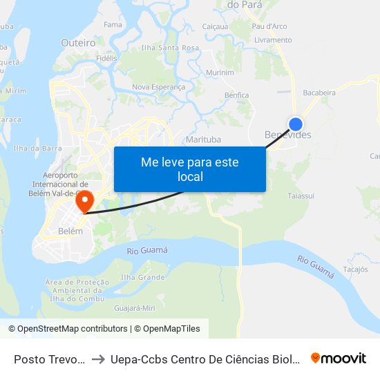 Posto Trevo | Sentido Mosqueiro to Uepa-Ccbs Centro De Ciências Biológicas E Da Saúde Da Universidade Estadual Do Pará map