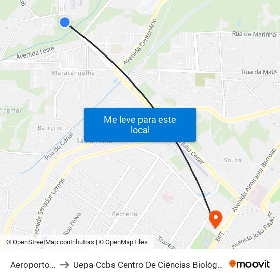 Aeroporto | Av. Júlio Cezar to Uepa-Ccbs Centro De Ciências Biológicas E Da Saúde Da Universidade Estadual Do Pará map