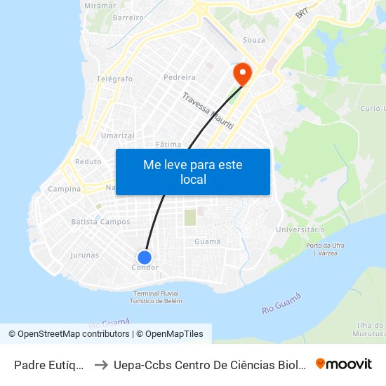 Padre Eutíquio Com 14 De Março to Uepa-Ccbs Centro De Ciências Biológicas E Da Saúde Da Universidade Estadual Do Pará map