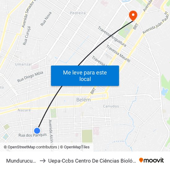 Mundurucus Com 14 De Março to Uepa-Ccbs Centro De Ciências Biológicas E Da Saúde Da Universidade Estadual Do Pará map