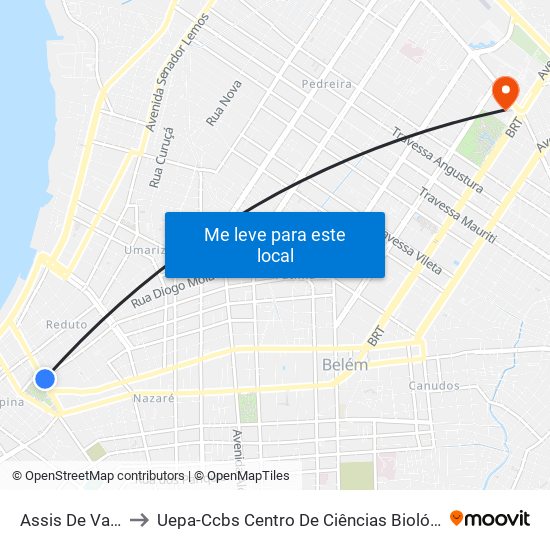 Assis De Vasc. Com Tiradentes to Uepa-Ccbs Centro De Ciências Biológicas E Da Saúde Da Universidade Estadual Do Pará map