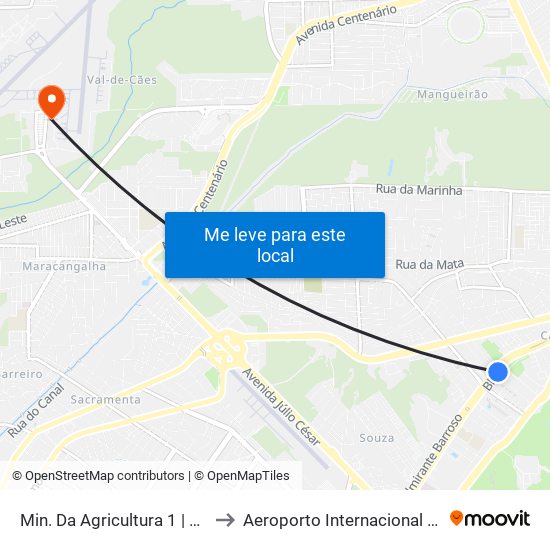 Min. Da Agricultura 1 | Av. Almirante Barroso to Aeroporto Internacional De Belém Val-De-Cans map