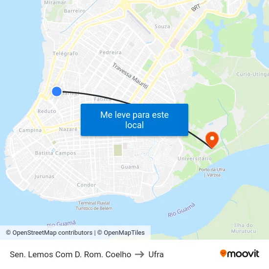 Sen. Lemos Com D. Rom. Coelho to Ufra map
