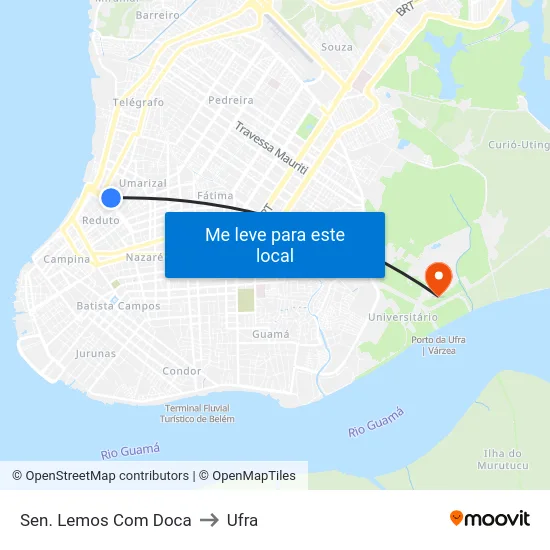 Sen. Lemos Com Doca to Ufra map