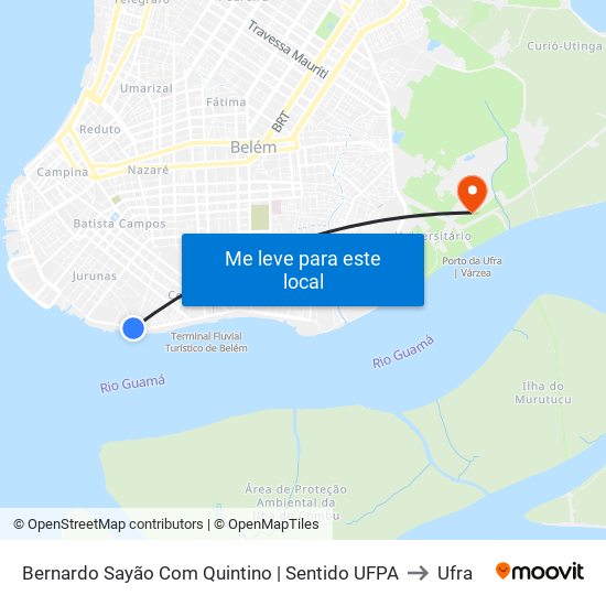 Bernardo Sayão Com Quintino | Sentido UFPA to Ufra map