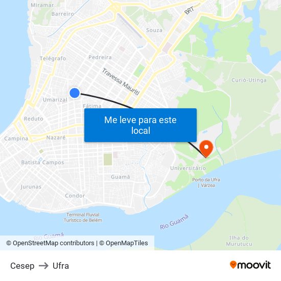Cesep to Ufra map