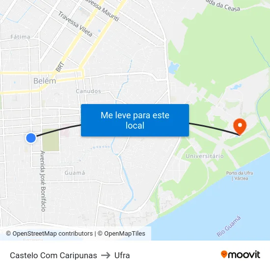 Castelo Com Caripunas to Ufra map