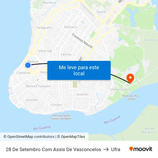 28 De Setembro Com Assis De Vasconcelos to Ufra map