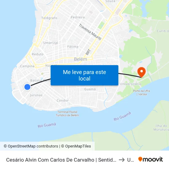 Cesário Alvin Com Carlos De Carvalho | Sentido Norte to Ufra map