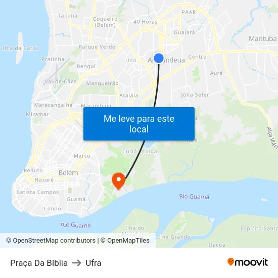 Praça Da Bíblia to Ufra map