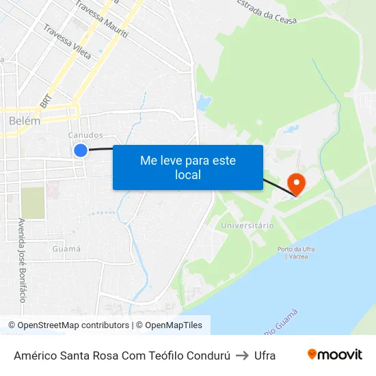 Américo Santa Rosa Com Teófilo Condurú to Ufra map