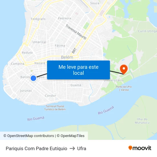 Pariquis Com Padre Eutíquio to Ufra map