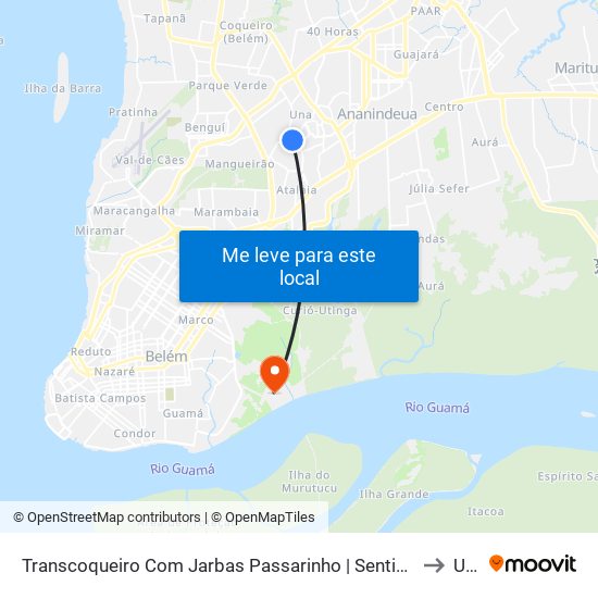 Transcoqueiro Com Jarbas Passarinho | Sentido Ananindeua to Ufra map