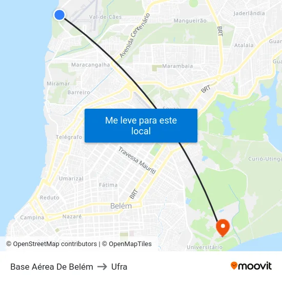 Base Aérea De Belém to Ufra map