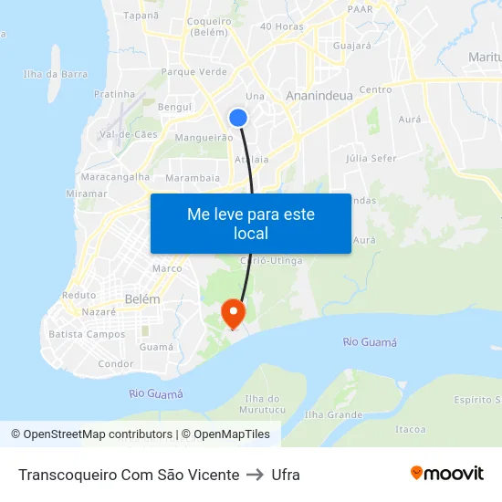 Transcoqueiro Com São Vicente to Ufra map