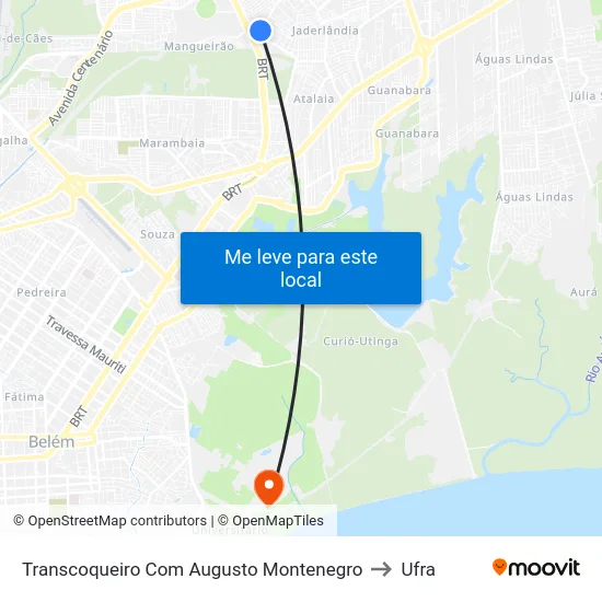 Transcoqueiro Com Augusto Montenegro to Ufra map