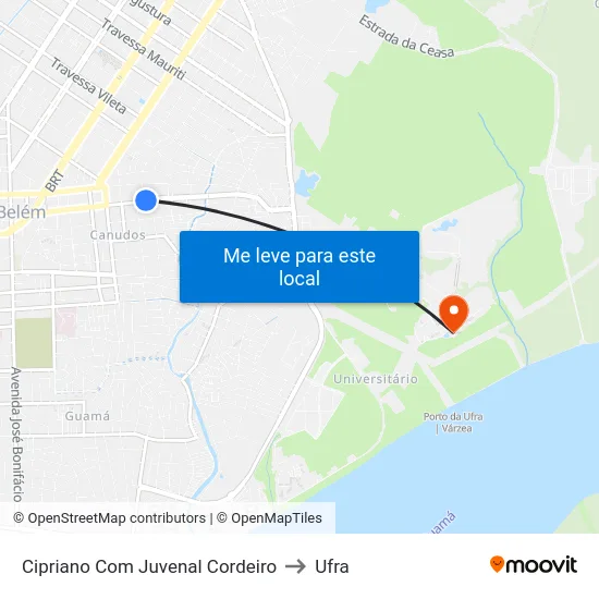 Cipriano Com Juvenal Cordeiro to Ufra map
