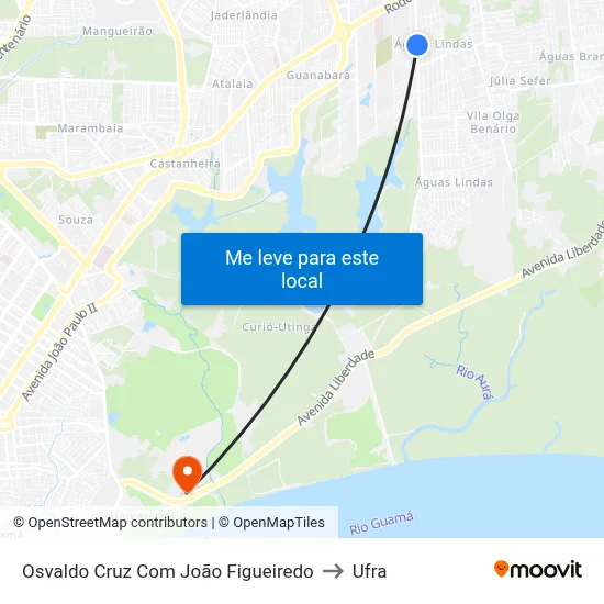 Osvaldo Cruz Com João Figueiredo to Ufra map