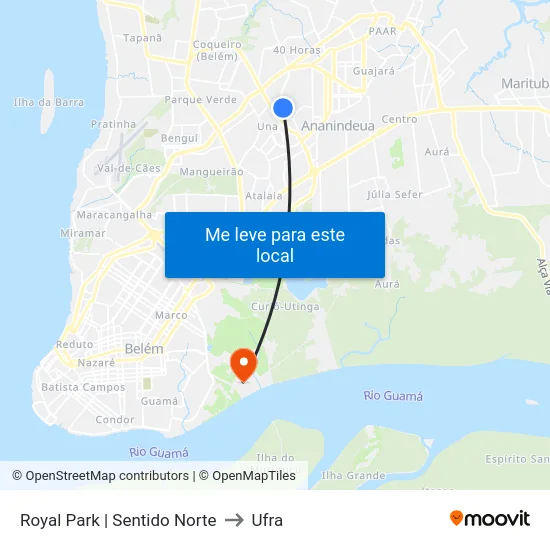 Royal Park | Sentido Norte to Ufra map
