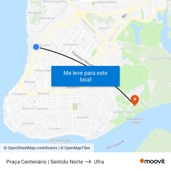 Praça Centenário | Sentido Norte to Ufra map