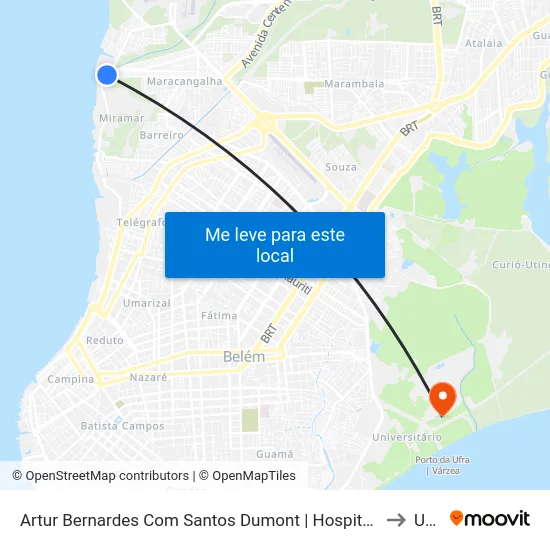 Artur Bernardes Com Santos Dumont | Hospital Sarah to Ufra map
