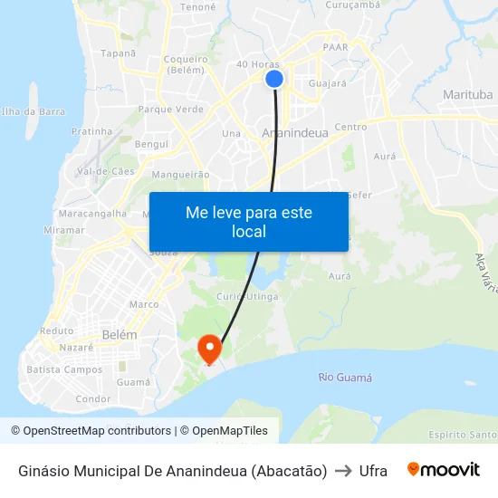 Ginásio Municipal De Ananindeua (Abacatão) to Ufra map