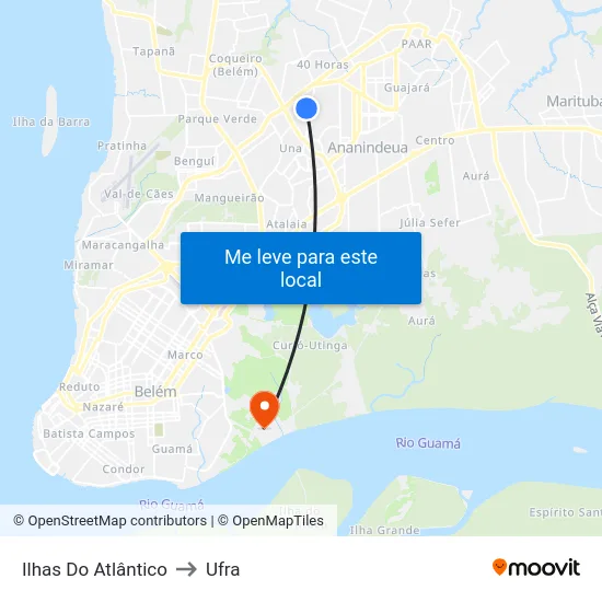 Ilhas Do Atlântico to Ufra map