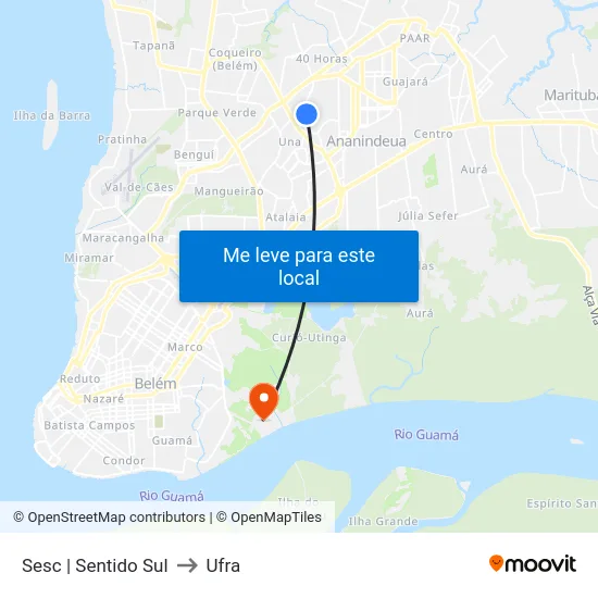 Sesc | Sentido Sul to Ufra map